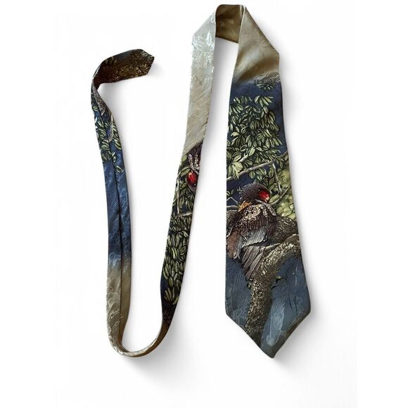 Endangered Species Men's Silk Necktie Bateleur by Carol Polich Eagle Tie Green - Picture 5 of 5